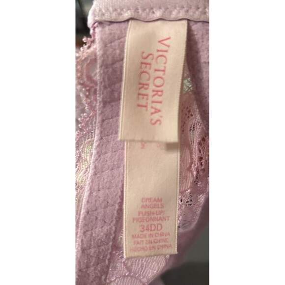 Victoria Secret Dream Angel Bra 34DD Pink Rhinestone Lace Push Up Padded - Picture 8 of 8